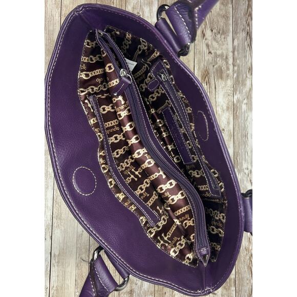 Tignanello Purple Leather Purse Handbag Shoulder Bag - Picture 6 of 16